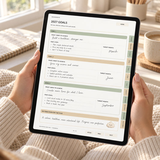 Monthly Digital Planner 2027 - Interactive Calendar & Goals - PureBubs