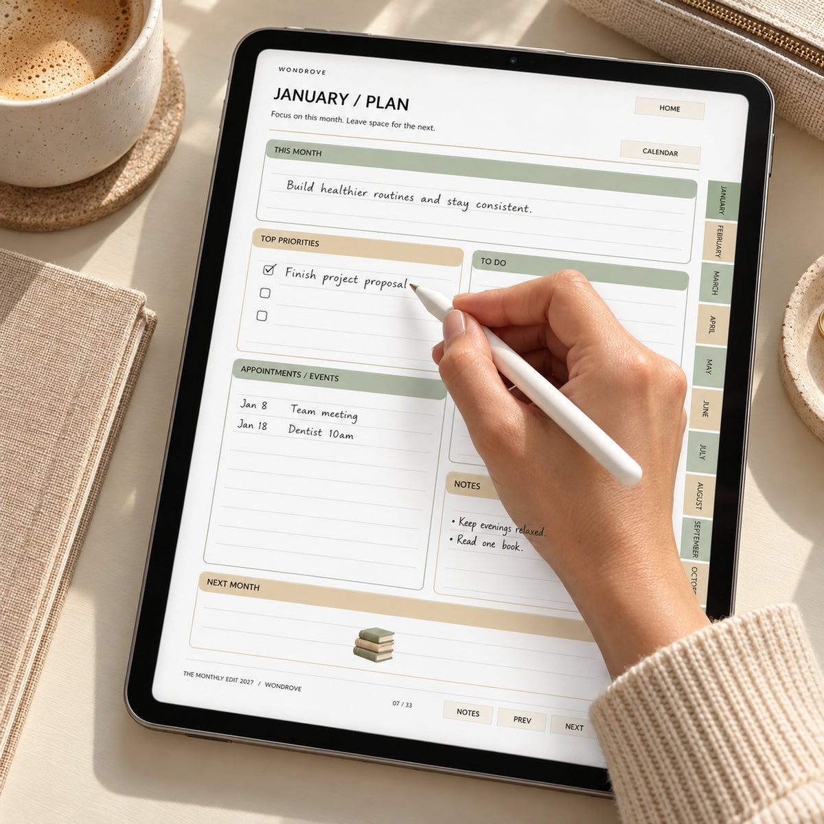 Monthly Digital Planner 2027 - Interactive Calendar & Goals - PureBubs