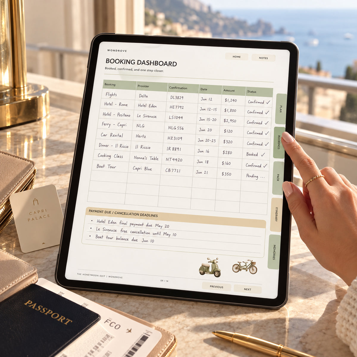 Honeymoon Digital Planner - Travel Itinerary & Budget Tracker - PureBubs