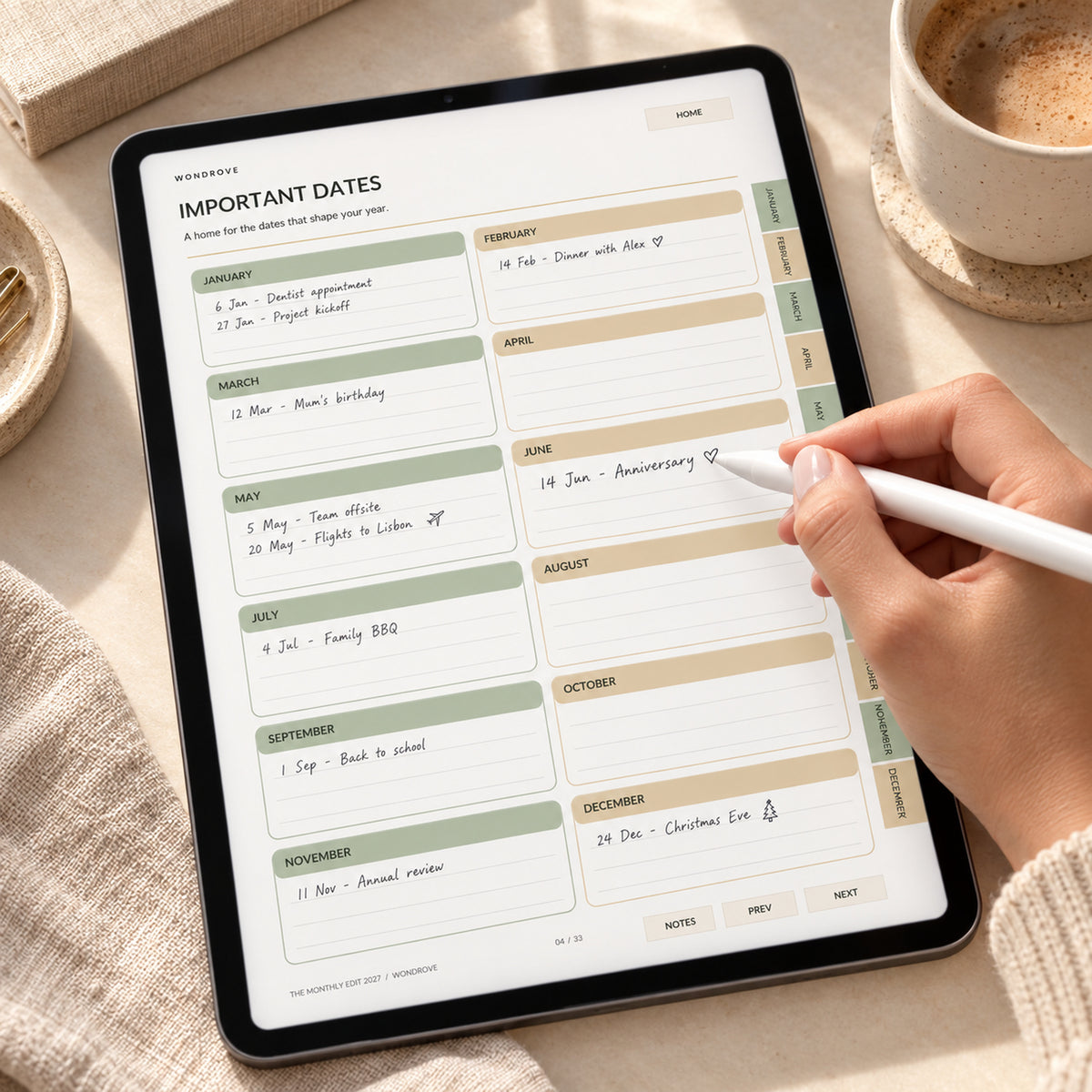 Monthly Digital Planner 2027 - Interactive Calendar & Goals - PureBubs