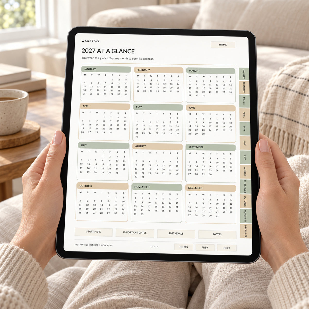 Monthly Digital Planner 2027 - Interactive Calendar & Goals - PureBubs