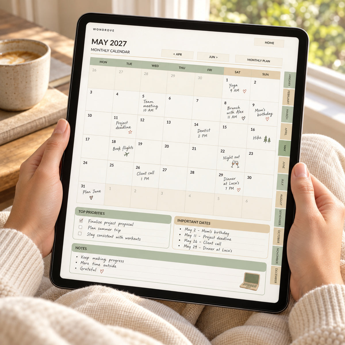 Monthly Digital Planner 2027 - Interactive Calendar & Goals - PureBubs